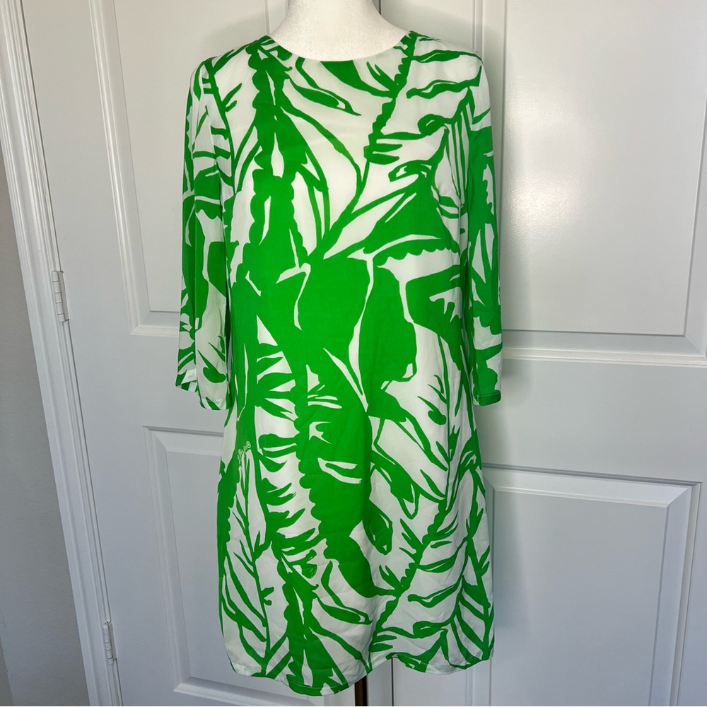 Lilly Pulitzer for Target Boom Boom satin green leaf mini long sleeve dress XS